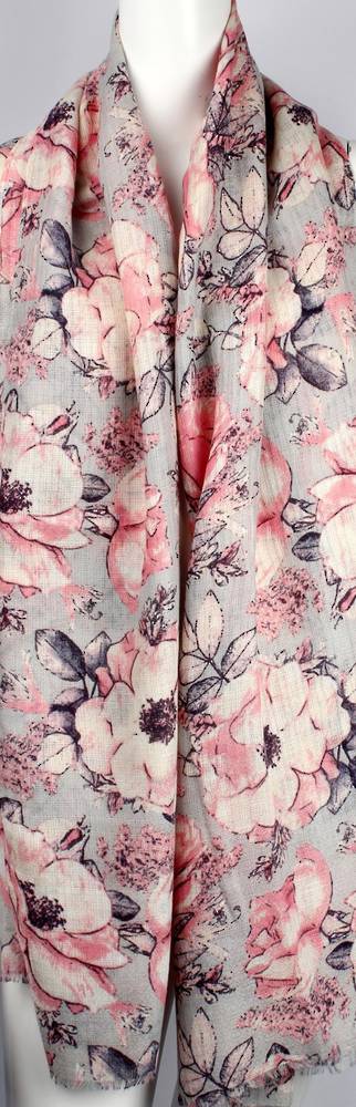Alice & Lily printed viscose autunm/winter weight scarf floral pink Style:SC/4591/PNK
